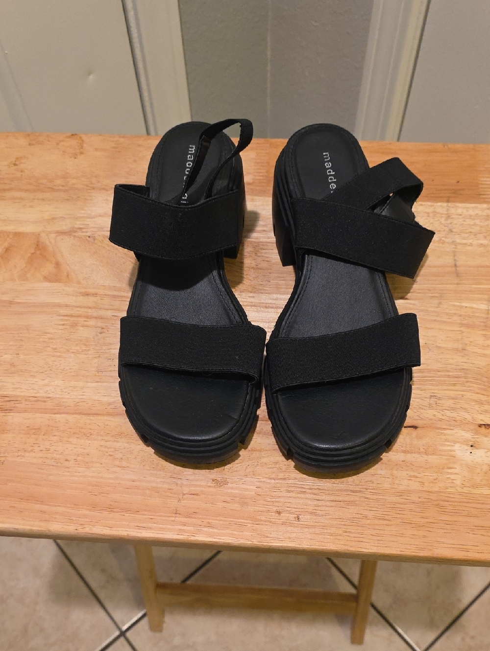 Madden Girl Black Strappy Platform Sandals